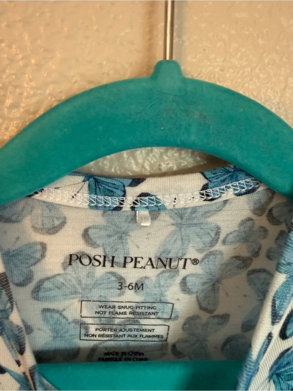Posh Peanut Blue Butterfly Footed One-Piece
